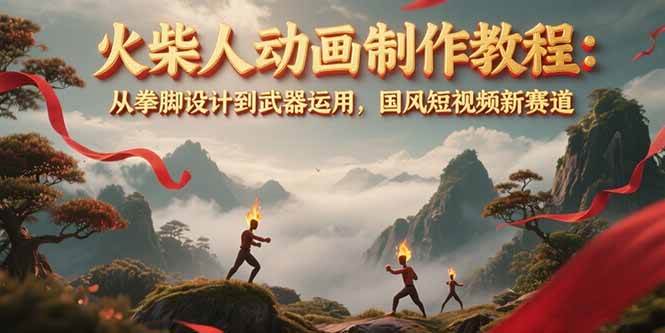 图片[1]-火柴人动画制作教程：从拳脚设计到武器运用，国风短视频新赛道-卿云社