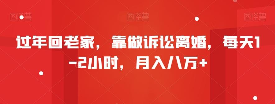 过年回老家，靠做诉讼离婚，每天1-2小时，月入八万+-卿云社