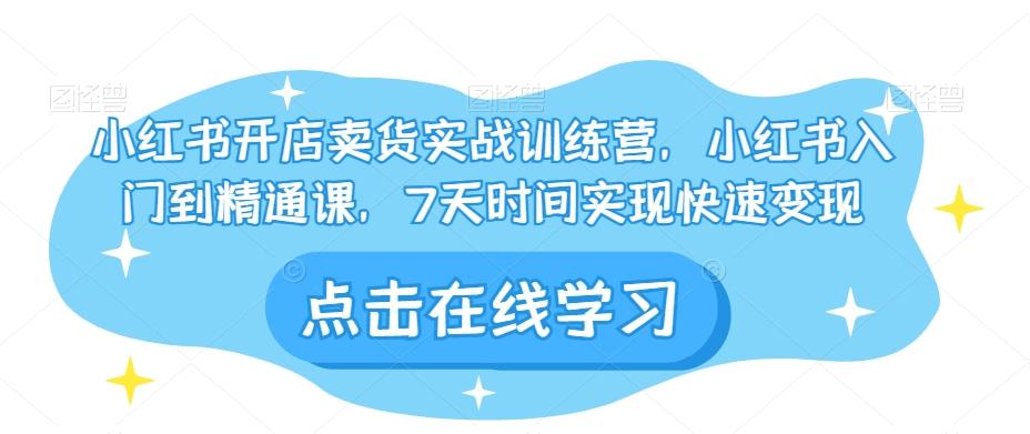 小红书开店卖货实战训练营，小红书入门到精通课，7天时间实现快速变现-卿云社