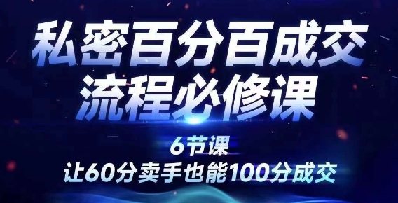 私密百分百成交流程线上训练营，绝对成交，让60分卖手也能100分成交-卿云社