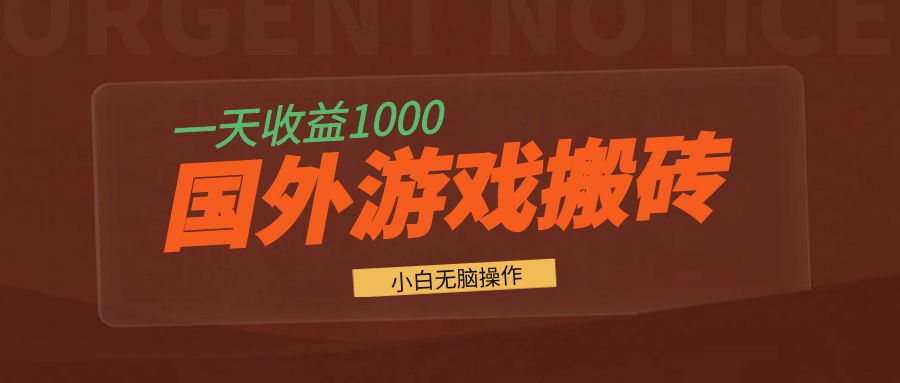 国外游戏全自动搬砖，一天收益1000+ 小白无脑操作-卿云社