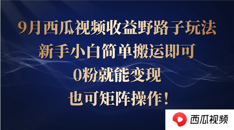 西瓜视频收益野路子玩法，新手小白简单搬运即可，0粉就能变现，也可矩...-卿云社
