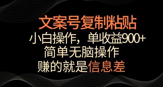 文案号掘金，简单复制粘贴，小白操作，单作品收益900+【揭秘】-卿云社
