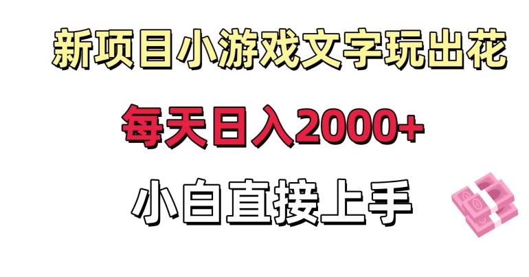 新项目小游戏文字玩出花日入2000+，每天只需一小时，小白直接上手【揭秘】-卿云社