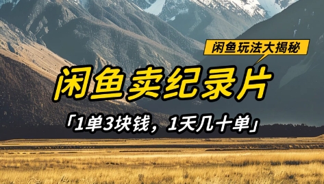 闲鱼卖纪录片1单3块钱，1天几十单，项目稳定有潜力-卿云社