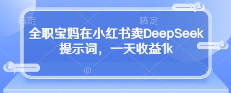 全职宝妈在小红书卖DeepSeek提示词，一天收益1k-卿云社
