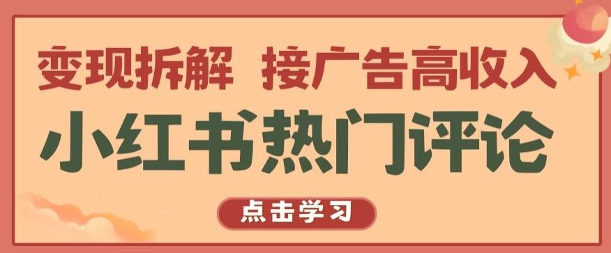 小红书热门评论，变现拆解，接广告高收入【揭秘 】-卿云社