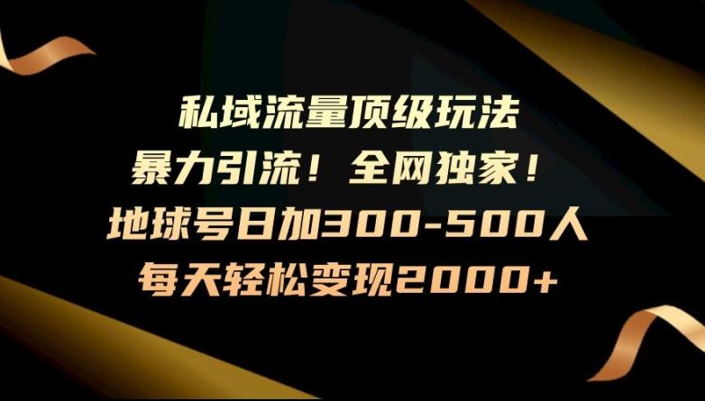 暴力引流，全网独家，地球号日加300-500人，私域流量顶级玩法，每天轻松变现2000+-卿云社