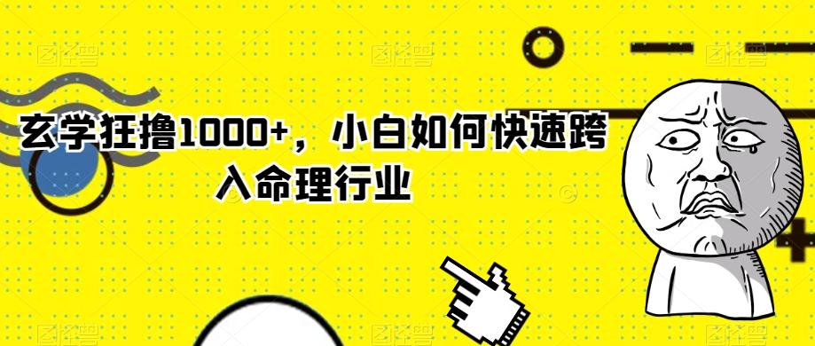 玄学狂撸1000+，小白如何快速跨入命理行业-卿云社