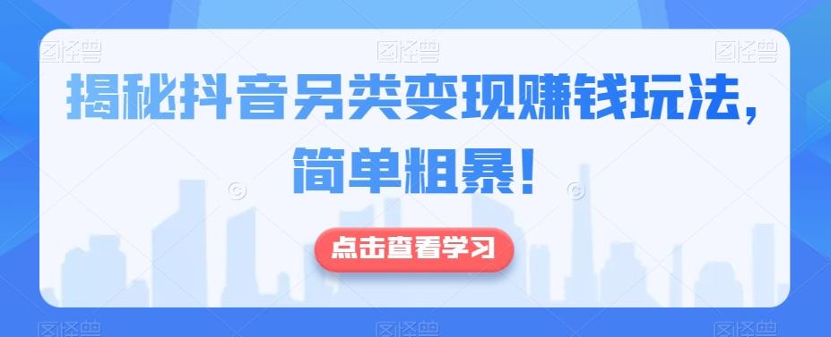 揭秘抖音另类变现赚钱玩法，简单粗暴！-卿云社