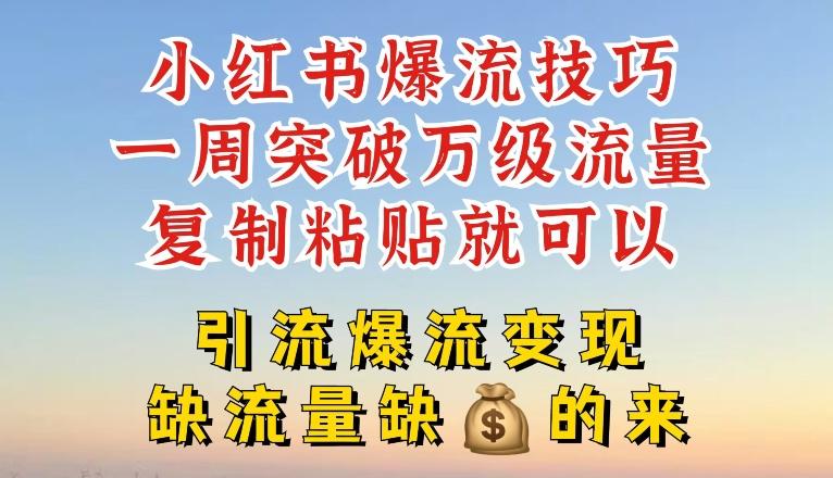 小红书爆流技巧，一周突破万级流量，复制粘贴就可以，引流爆流变现【揭秘】-卿云社