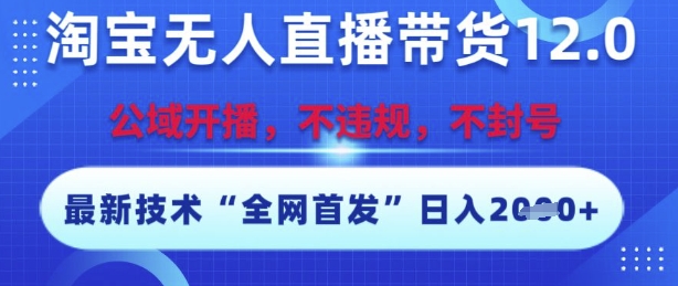 淘宝无人直播带货12.0，最新技术，不封号，不违规，操作简单，开播爆单，日入多张【揭秘】-卿云社