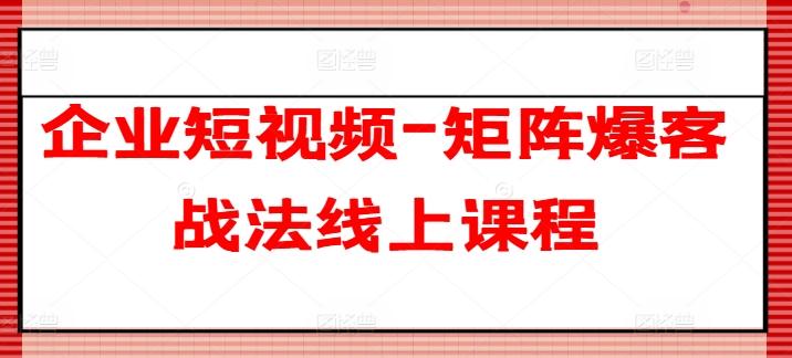 企业短视频-矩阵爆客战法线上课程-卿云社