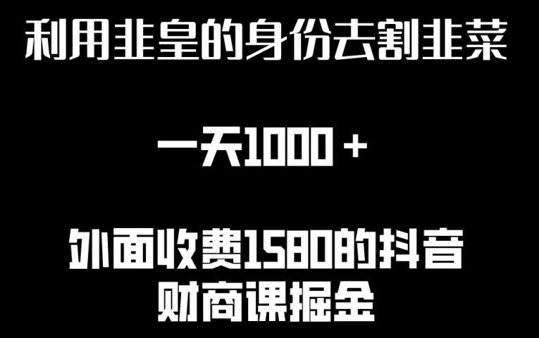 利用非皇的身份去割韭菜，一天1000+(附详细资源)【揭秘】-卿云社