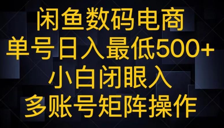 闲鱼数码电商，单号日入最低500+，小白闭眼入，多账号矩阵操作-卿云社