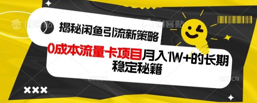 揭秘闲鱼引流新策略：0成本流量卡项目，月入1W+的长期稳定秘籍-卿云社