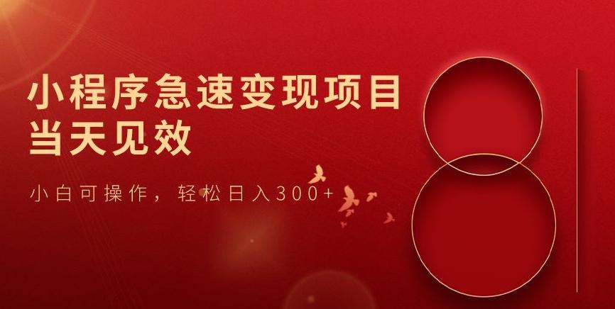 小程序急速变现项目，当天见效，小白可操作，轻松日入300+-卿云社