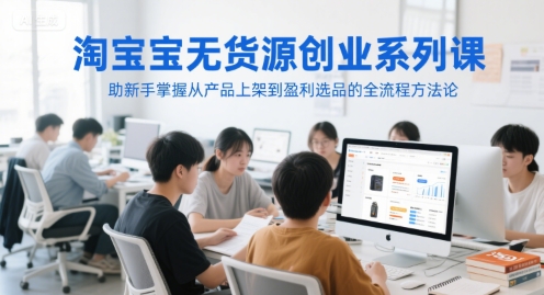 淘宝无货源创业系列课，助新手掌握从产品上架到盈利选品的全流程方法论-卿云社