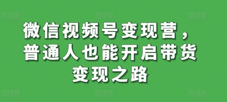 微信视频号变现营，普通人也能开启带货变现之路-卿云社