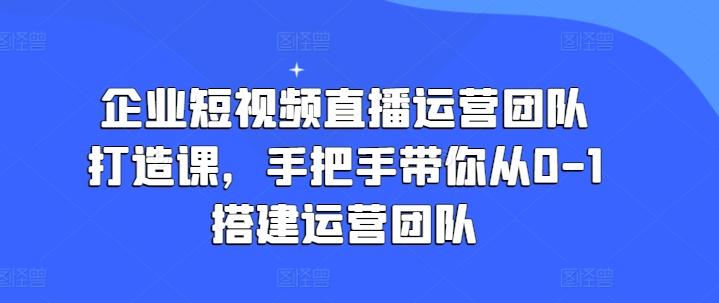 企业短视频直播运营团队打造课，手把手带你从0-1搭建运营团队-卿云社