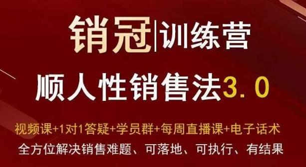 爆款！销冠训练营3.0之顺人性销售法，全方位解决销售难题、可落地、可执行、有结果-卿云社