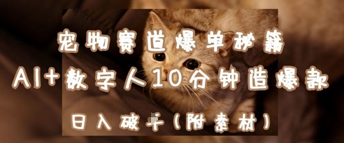 宠物赛道爆单秘籍：AI+数字人10分钟造爆款，日入1k-卿云社