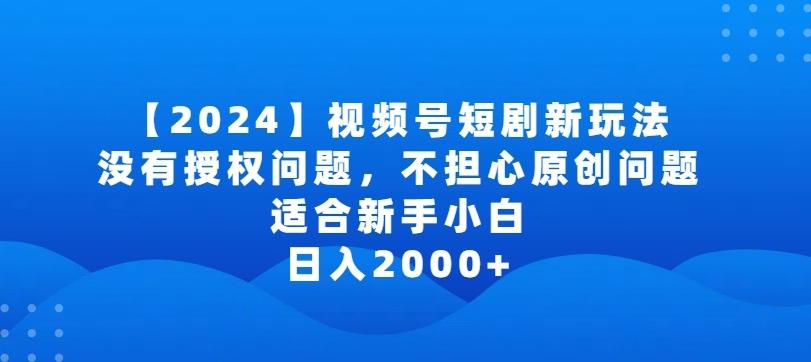 2024视频号短剧玩法，没有授权问题，不担心原创问题，适合新手小白，日入2000+【揭秘】-卿云社