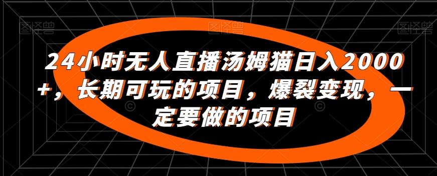 24小时无人直播汤姆猫日入2000+，长期可玩的项目，爆裂变现，一定要做的项目【揭秘】-卿云社