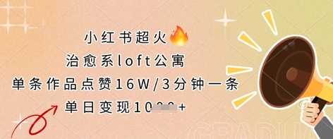 小红书超火的治愈系loft公寓，单条作品点赞16W，3分钟一条，单日变现数张-卿云社