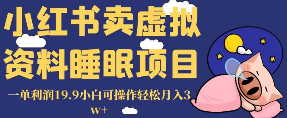 小红书卖虚拟资料睡眠项目，一单利润19.9小白可操作轻松月入3w+【揭秘】-卿云社