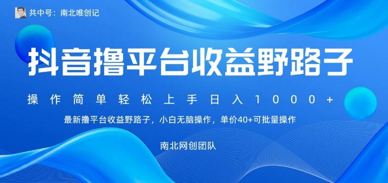 最新撸抖音平台收益野路子，操作简单，单价高，小白可无脑操作可日入1000+-卿云社