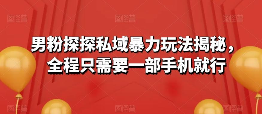 男粉探探私域暴力玩法揭秘，全程只需要一部手机就行-卿云社