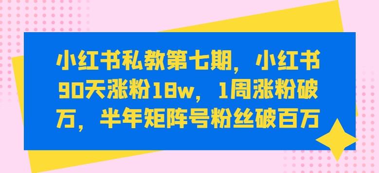 小红书私教第七期，小红书90天涨粉18w，1周涨粉破万，半年矩阵号粉丝破百万-卿云社