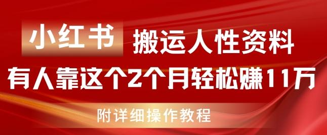 小红书搬运人性资料，有人靠这个2个月轻松赚11w，附教程【揭秘】-卿云社