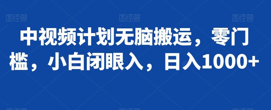 中视频计划无脑搬运，零门槛，小白闭眼入，日入1000+-卿云社