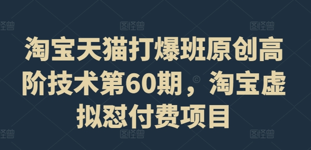 淘宝天猫打爆班原创高阶技术第60期，淘宝虚拟怼付费项目-卿云社