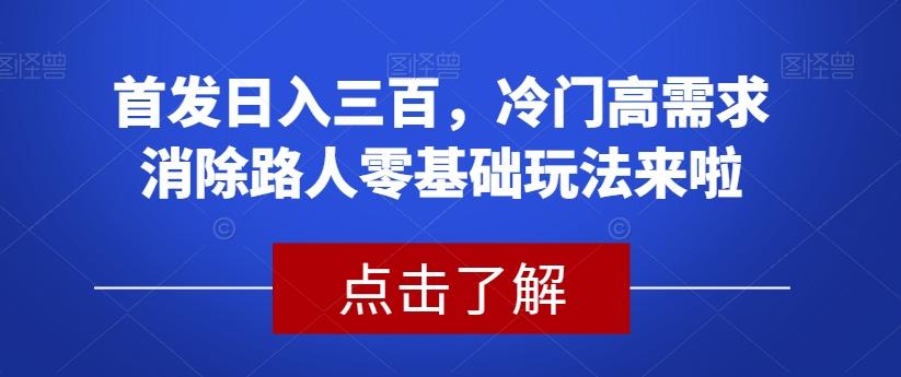 首发日入三百，冷门高需求消除路人零基础玩法来啦【揭秘】-卿云社