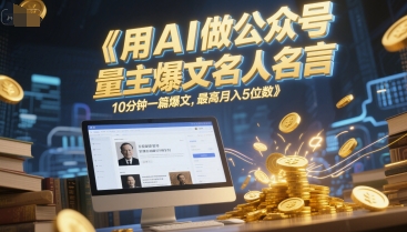 用AI做公众号流量主爆文名人名言，10分钟一篇爆文，最高月入5位数-卿云社