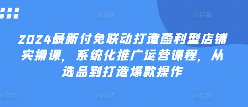 2024最新付免联动打造盈利型店铺实操课，​系统化推广运营课程，从选品到打造爆款操作-卿云社