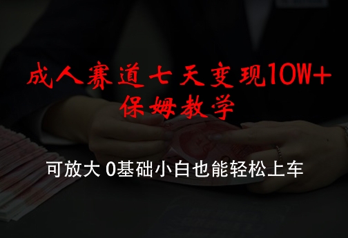 成人赛道七天变现10W+保姆教学，可放大，0基础小白也能轻松上车【揭秘】-卿云社