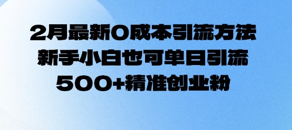 2月最新0成本引流方法，新手小白也可单日引流500+精准创业粉-卿云社