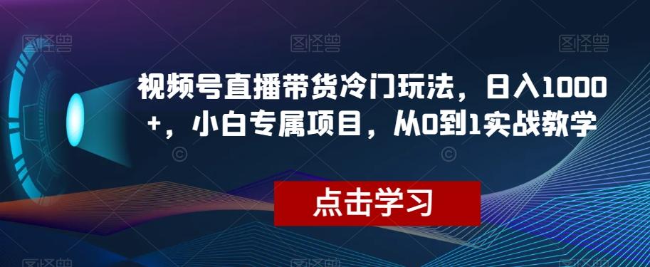 视频号直播带货冷门玩法，日入1000+，小白专属项目，从0到1实战教学【揭秘】-卿云社