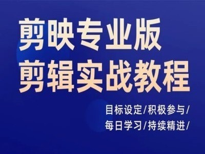 剪映专业版剪辑实战教程，目标设定/积极参与/每日学习/持续精进-卿云社