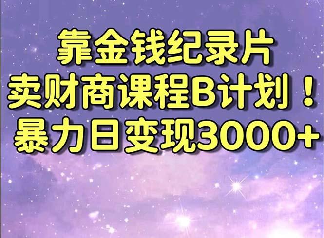 靠金钱纪录片卖财商课程B计划！暴力日变现3000+，喂饭式干货教程！-卿云社