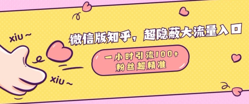 微信版知乎，超隐蔽流量入口1小时引流100人，粉丝质量超高【揭秘】-卿云社