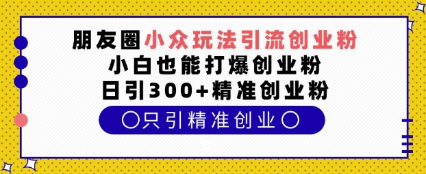 朋友圈小众玩法引流创业粉，小白也能打爆创业粉，日引300+精准创业粉【揭秘】-卿云社