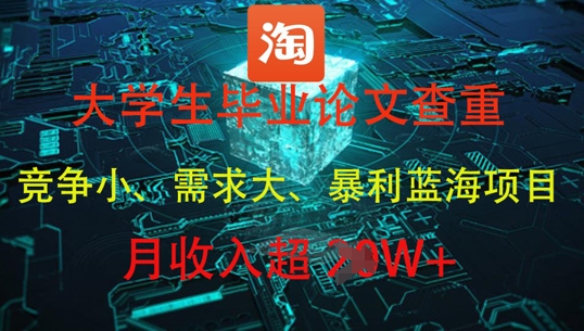 大学生毕业论文查重，暴利蓝海项目，月收入过1W+-卿云社
