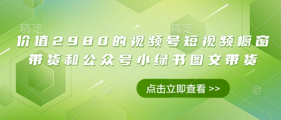 价值2980的视频号短视频橱窗带货和公众号小绿书图文带货-卿云社