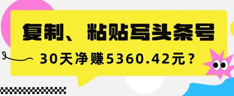 复制、粘贴写头条号，10分钟1篇，30天净赚5360.42元？-卿云社