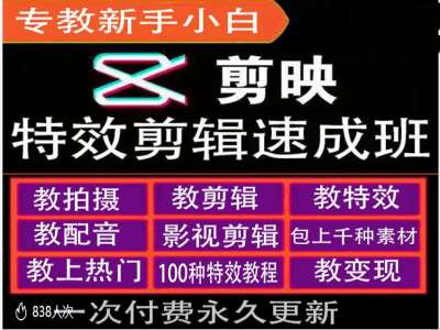 剪映特效教程和运营变现教程，特效剪辑速成班，专教新手小白-卿云社